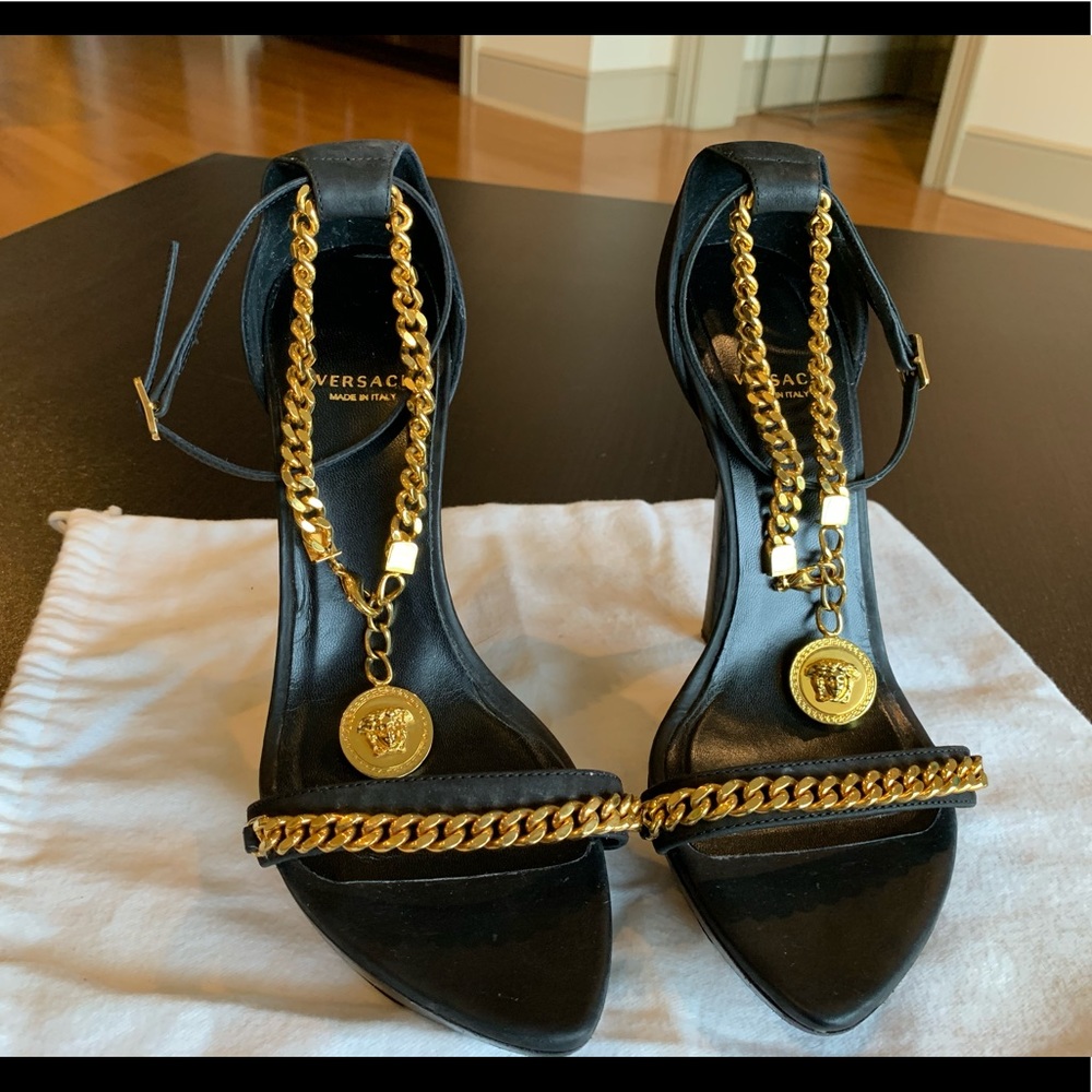 Versace Medusa Ankle Chain Heels